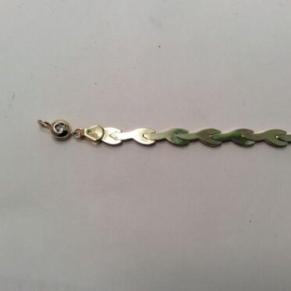 14k Tri-Color REAL Solid Gold XO Hearts & Kisses Cz Fancy Bracelet 7 1/4'' 4.4g - Picture 4 of 8